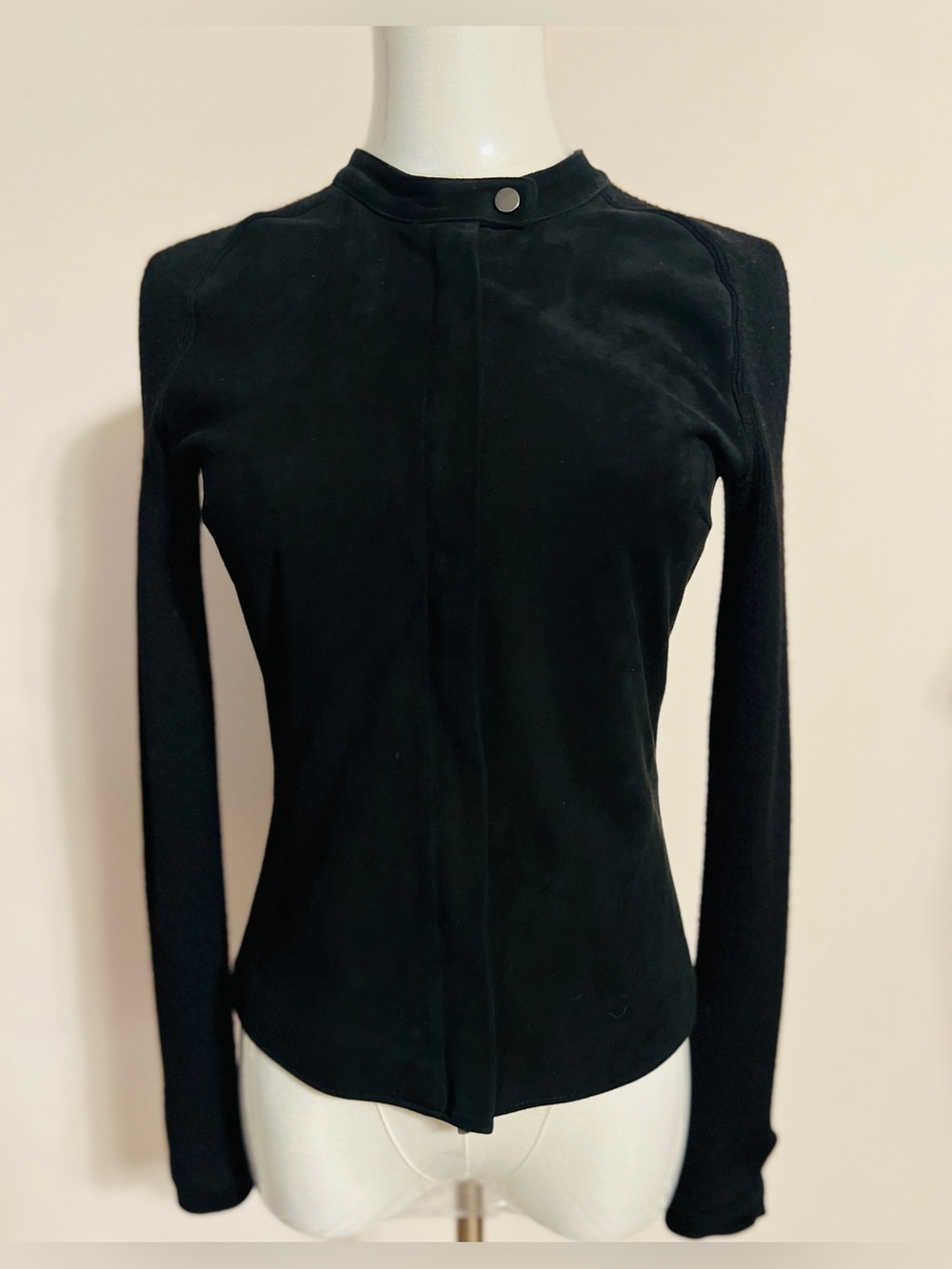 Theory Suede Front Long Sleeve Wool Blend Jacket